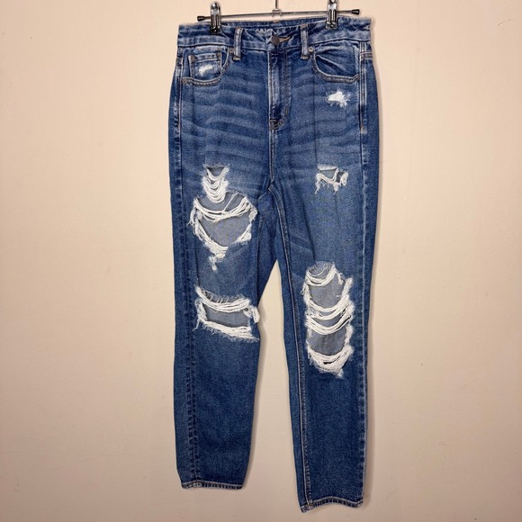 American Eagle Outfitters Denim - American Eagle Curvy Mom Jeans Womens 2 Blue Distressed Ripped High Rise Tapered